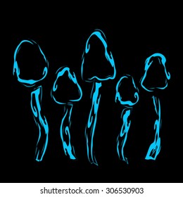Magic mushrooms in abstract style