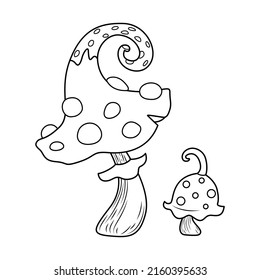 Magic Mushrooms Coloring Page Black White Stock Vector (Royalty Free ...