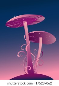 Magic Mushrooms, fantasy vector illustration