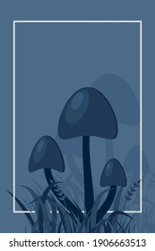 Magic mushrooms isolated. Mushroom with grass. Vector illustration