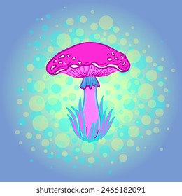 Magic mushrooms mandala seamless pattern.  Psychedelic hallucination. Vibrant trippy vector illustration. 60s hippie colorful art. Hand drawn design in ethnic Indian style. Mystic yoga mat design.