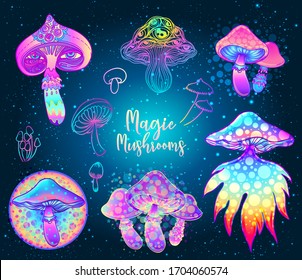 Setas mágicas sobre geometría sagrada. Alucinación psicodélica. Ilustración vector vibrante. Arte hippie colorido de los años 60.