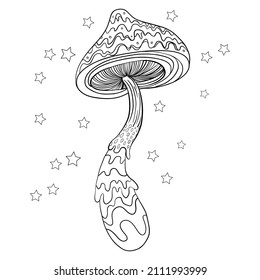 Magic Mushrooms Psychedelic Hallucination Outline Vector Stock Vector ...