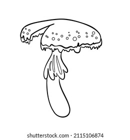 Magische Pilze.  Psychedelische Halluzinationen. RahmenVektorgrafik einzeln auf Weiß. Hippie-Kunst der 60er Jahre. Farbbuch für Kinder und Erwachsene. 