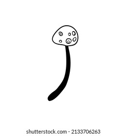 Los hongos mágicos.  Alucinación psicodélica. Ilustración del vector de contorno aislada en blanco. Arte hippie de los años 60. Libro de colorear para niños y adultos. 