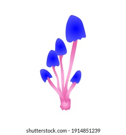 Magic mushrooms. Psychedelic hallucination. Poisonous inedible mushrooms. Vibrant vector clipart. Fairy Tales illustration on white  background. 