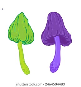 Setas mágicas. Alucinación psicodélica. Ilustración vectorial vibrante. Arte colorido hippie de los años 60. Textil psicodélico de Antiguas, tela, envoltura, Fondo de pantalla. 