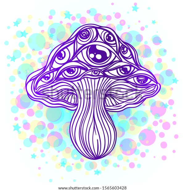 Magic Mushrooms Psychedelic Hallucination Vibrant Vector Stock Vector Royalty Free 1565603428