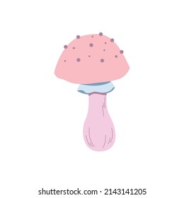 Magic mushrooms.  An unusual mystical forest poisonous mushroom. A hand-drawn element for your design. Cartoon style. Vector clipart on an isolated white background.