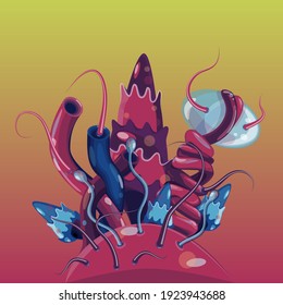 Ilustración de concepto vectorial de hongos mágicos para el diseño de juegos. Fantasía