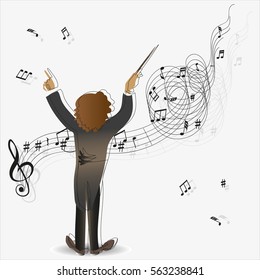 Magic of music. Conductor. The composition for the design of advertising leaflets, illustrations, concert programs, announcement of performances in magazines, Newspapers, websites.