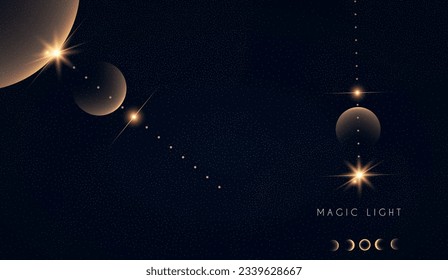 Magic and mystery light effect. Sacred isoteric glow. Cosmos, star and space transparent design