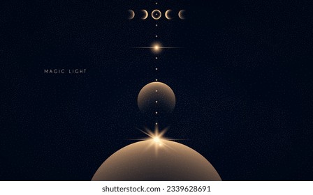 Magic and mystery light effect. Sacred isoteric glow. Cosmos, star and space transparent design