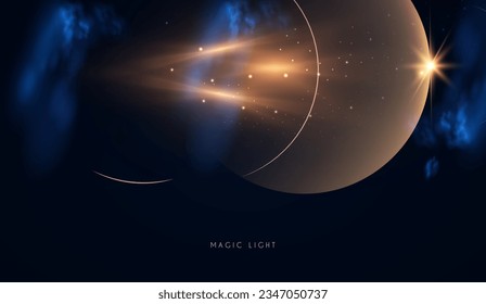 Magic and mystery light effect. Sacred isoteric glow. Cosmos, star and space transparent design