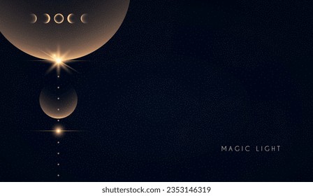 Magic and mystery light effect. Sacred isoteric glow. Cosmos, star and space transparent design