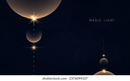 El efecto mágico y misterioso de la luz. Sagrado resplandor isotérico. Diseño transparente de Cosmos, Estrellas y Espacio