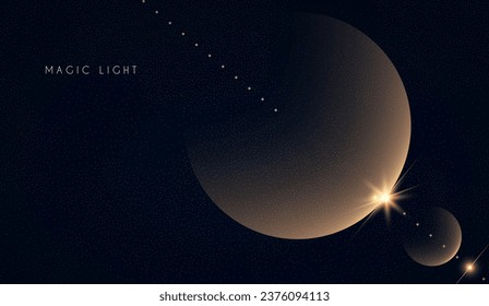 Effet de lumière magique et mystérieuse. Luminosité isoterique sacrée. Cosmos, étoile et espace design transparent
