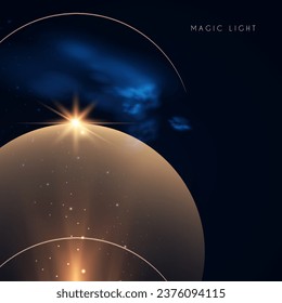 Magic and mystery light effect. Sacred isoteric glow. Cosmos, star and space transparent design
