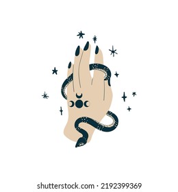 Magic mystic hand in witchcraft