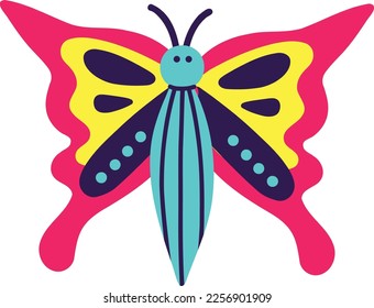 Magic Mystical moth. Freaky Moth Card in modern doodle style. Vector illustration