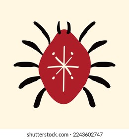 Magic Mystical spider. Freaky spider in modern doodle style. Vector illustration