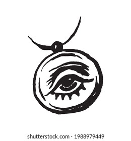 Magic mystical witch eye amulet hand drawn illustration