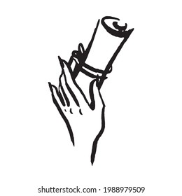 Magic mystical witch spell scroll hand drawn illustration