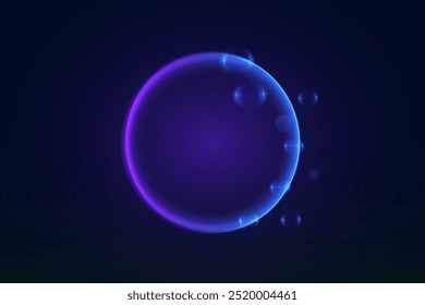 Magic neon glowing circle of light. Light special effect of lines.