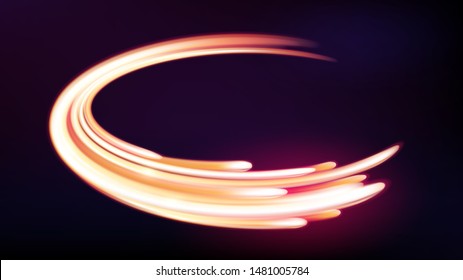 Magic neon light curved lines, Abstract Background. Vector Illustration