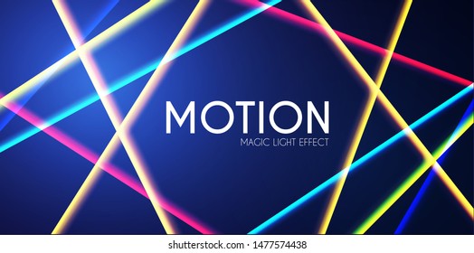 Magic Neon Light Effect. Motion Beam Design. Colorful Futuristic Space.