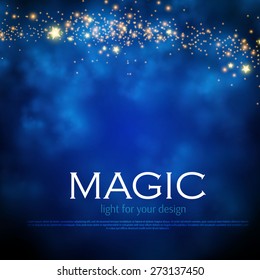 Magic night background with stars. Vector illustration