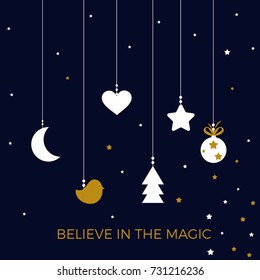 Magic night. Christmas time. Concept idea. Good night. Vector illustration. EPS 8