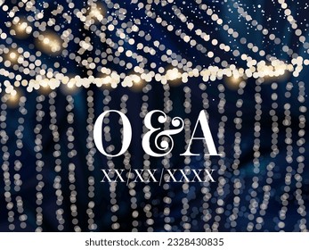 Magic night dark blue frame with sparkling glitter bokeh and light art. Square vector wedding card. Gold confetti and navy background. Golden scattered Christmas dust. Fairytale magic star template