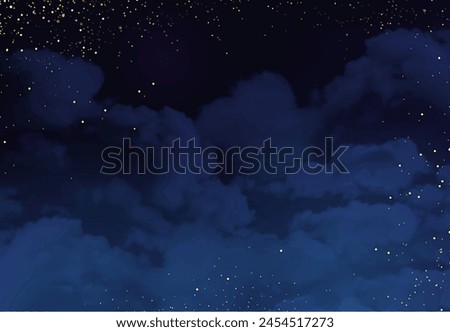 Similar – Image, Stock Photo Night Dark Blue Sky Glowing Stars Background Background with Sky Gradient. Colorful night starry sky gradient. Amazing night view sky. Bright purple, yellow and orange colors