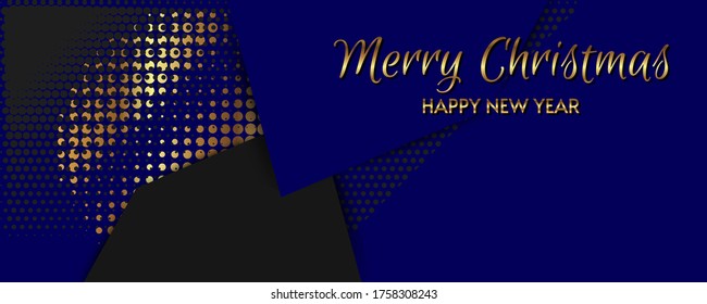 Magic night dark blue sky with sparkling stars. Gold glitter powder splash vector background. Golden Christmas winter
