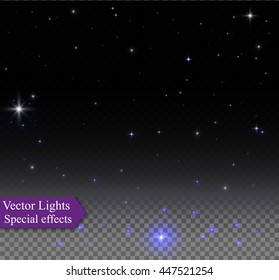 magic night sky star  on transparent background. 
