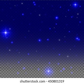magic night sky star on transparent background.