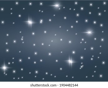 Magic night sky with stars. Bright stars in dark black space. Vector illustration of night starry sky. Constellation.
