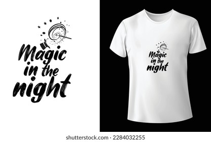 Magia en el diseño de camisetas tipográficas nocturnas - Diseño de camisetas para vectores Eps de impresión.eps