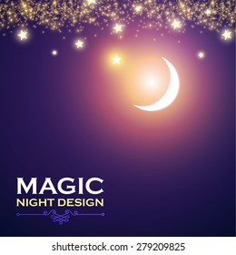 Magic night. Vector illustration