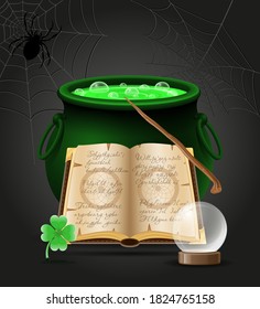 magic objects for witchcraft witch vector illustration isolated on black background