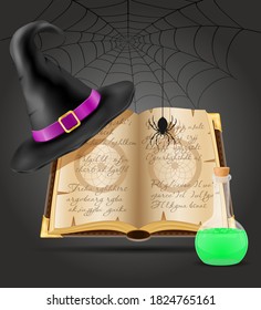 magic objects for witchcraft witch vector illustration isolated on black background