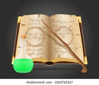 magic objects for witchcraft witch vector illustration isolated on black background