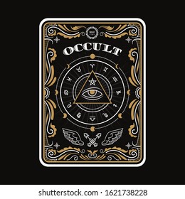 Magic occult vintage label vector