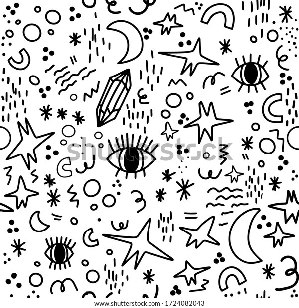 Magic Occult Wicca Doodle Vector Seamless Stock Vector (Royalty Free ...