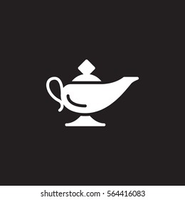 Magic oil lamp icon vector, filled flat sign, solid white pictogram isolated on black. Symbol, logo illustration
