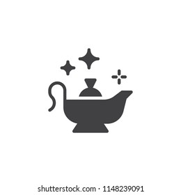 Magic oil lamp vector icon. filled flat sign for mobile concept and web design. Alladin lamp simple solid icon. Symbol, logo illustration. Pixel perfect vector graphics