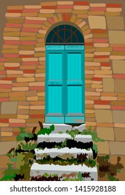 Magic old door. Vector illustration.