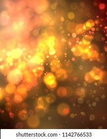 Magic orange background with bokeh and stars. Vector