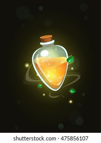 Magic orange bottle. Vector game elements.